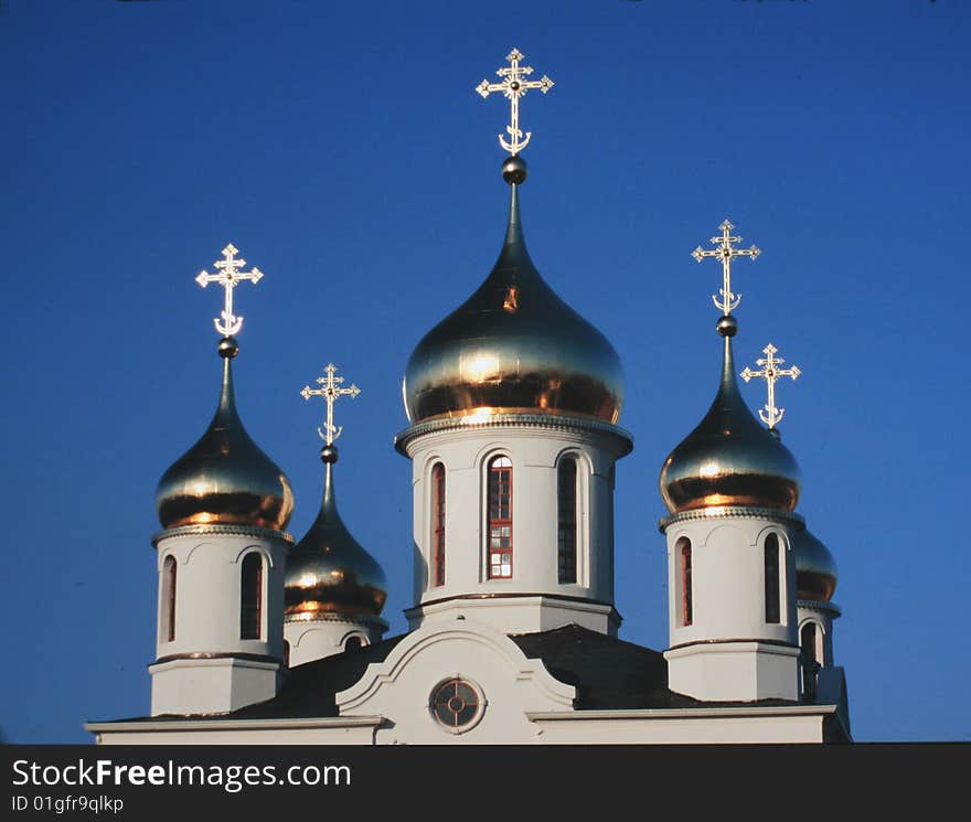 Golden domes of a Russian Orthodox Church