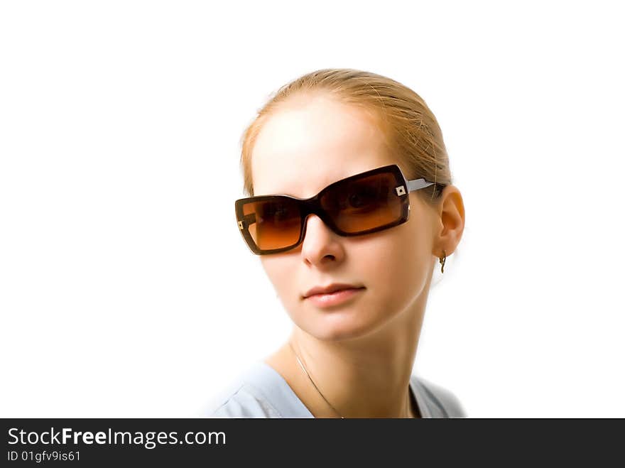 Young girl wearing vintage sunglasses. Young girl wearing vintage sunglasses