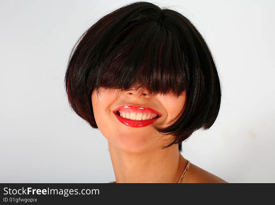 Young brunette girl without eyes