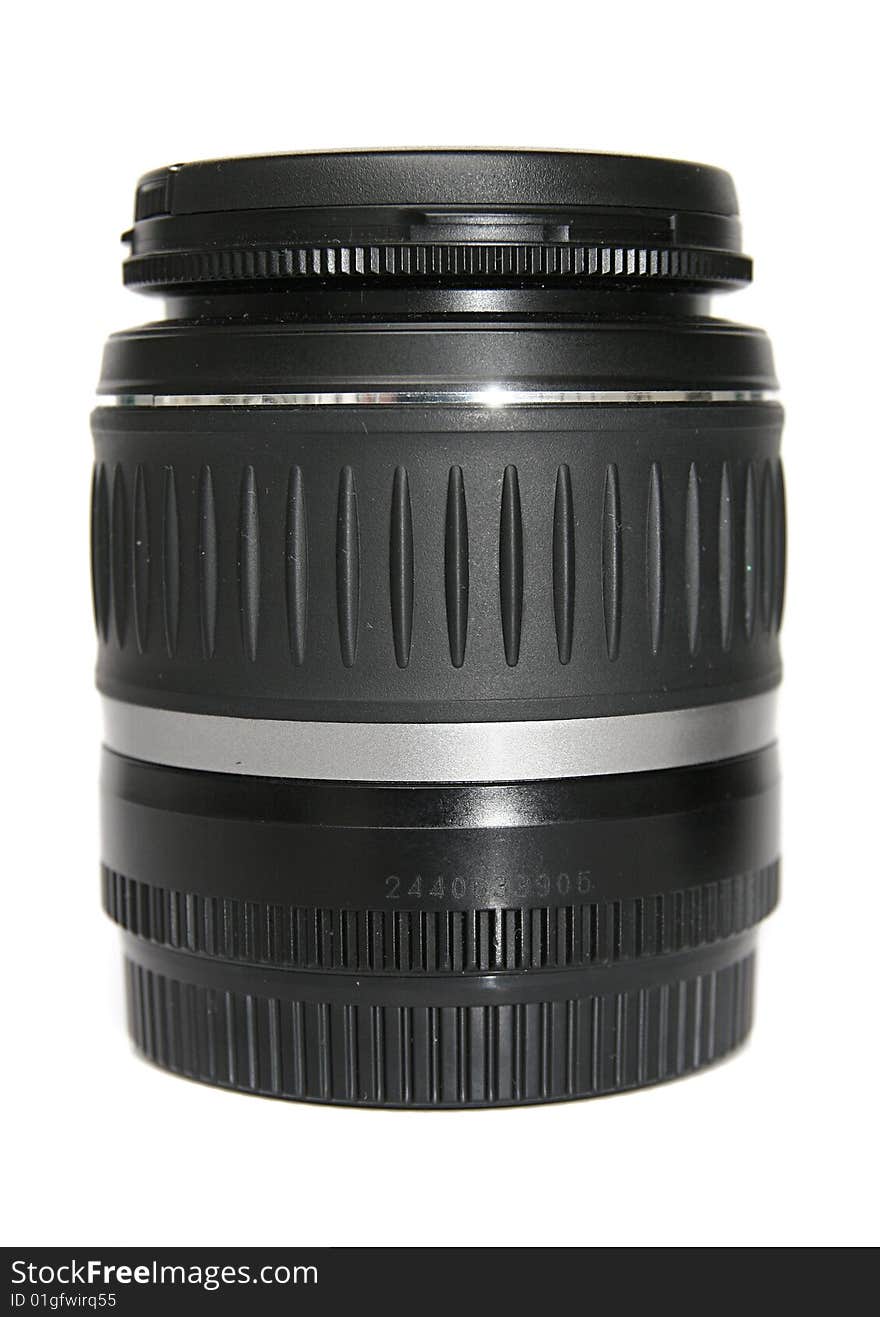 An image of photographyc lens over white background