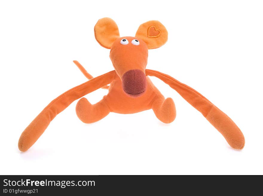 Small isolated nursery toy mouse.