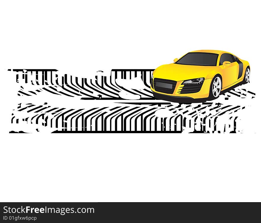 Yellow car on the black track