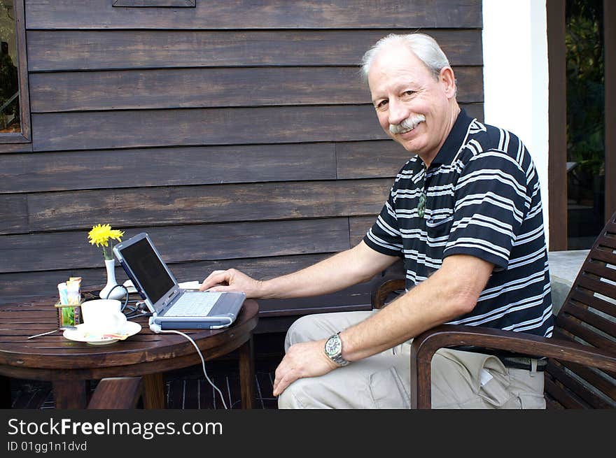 White hair business man smile portrait