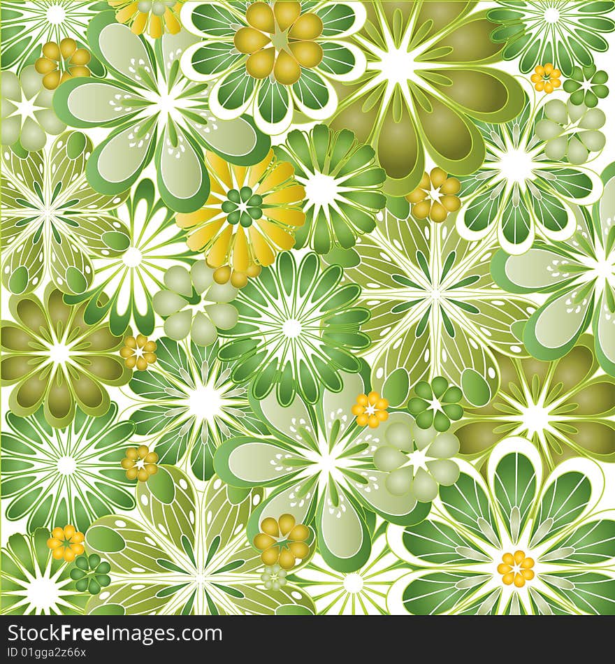 Orange and Green Flower Vector