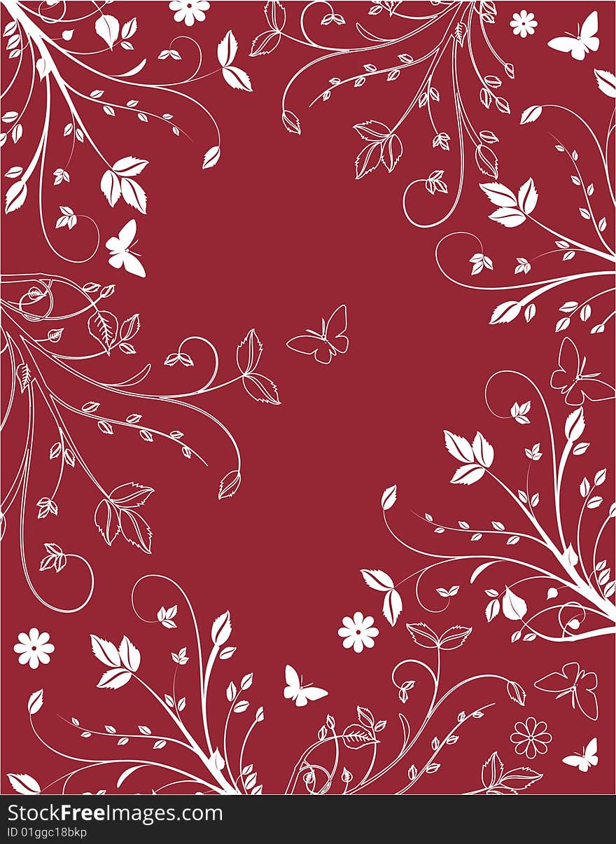 The vector illustration contains the image of claret floral background