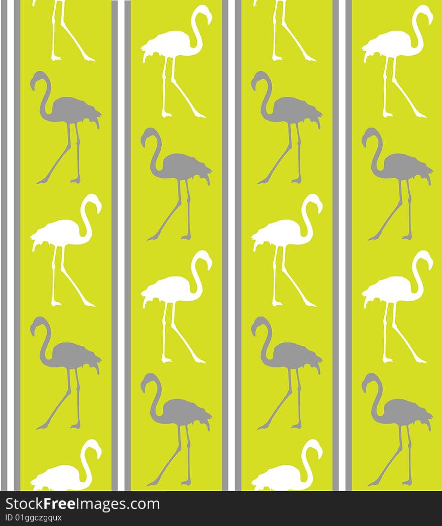 Green, grey and white texture with flamingos. Green, grey and white texture with flamingos