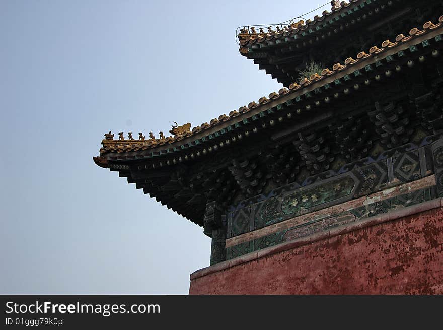 Detail of the corner of the roof of a chinese temple