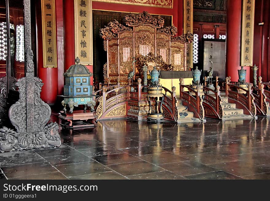 The throne room in the forbidden city, beijing