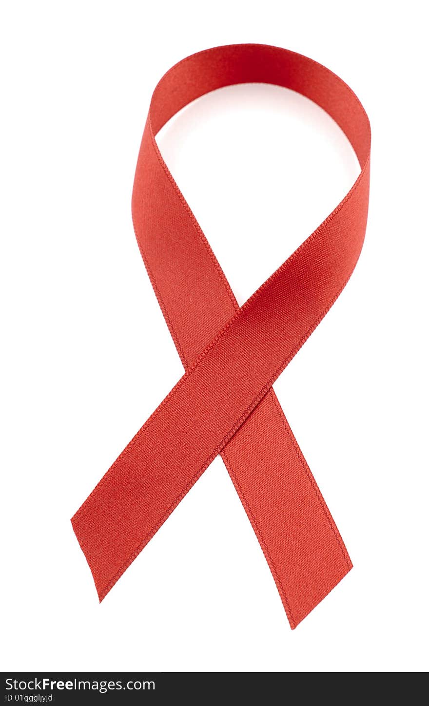 Symbolic link with red ribbon on white background