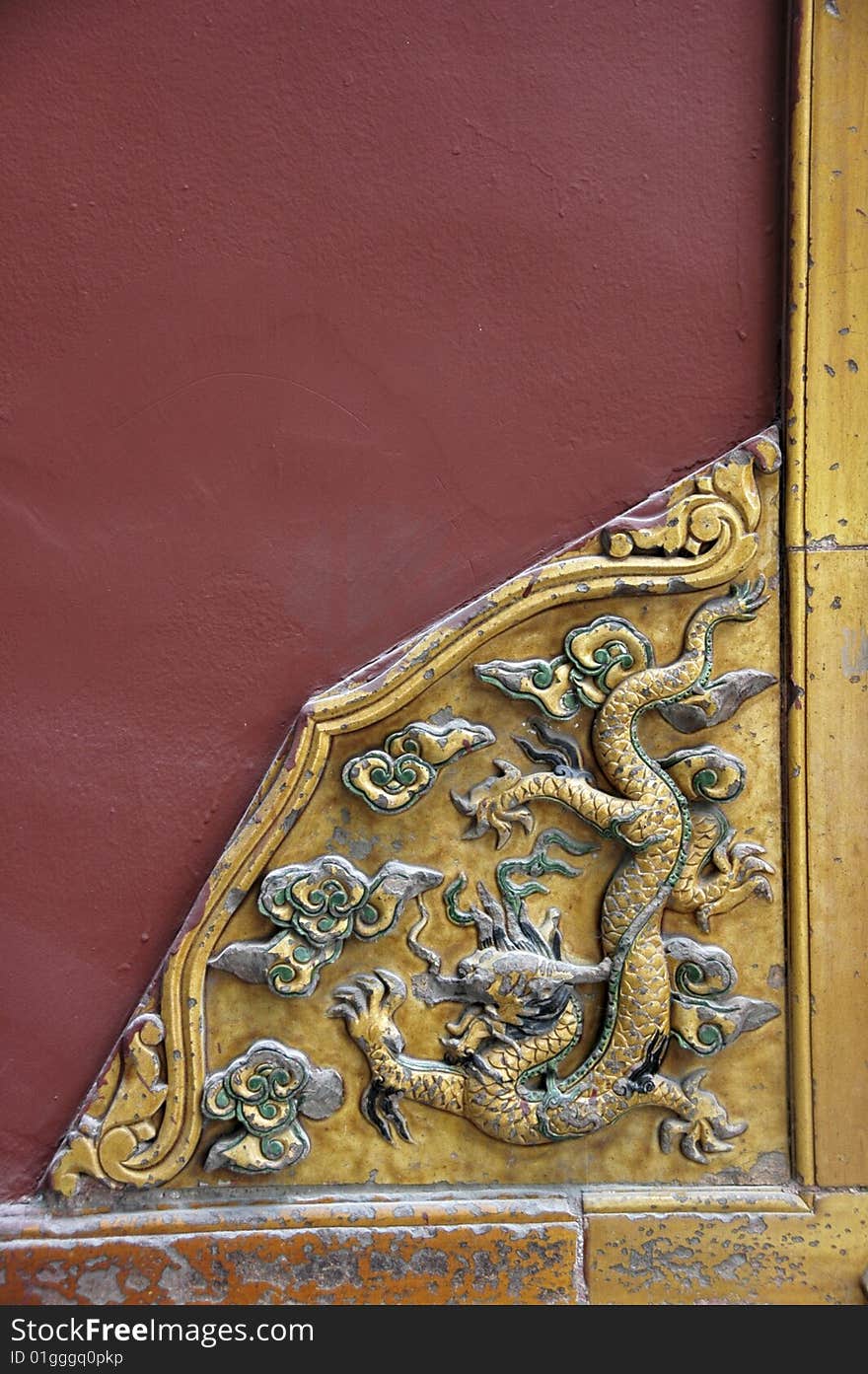 Ceramic decoration with a dragon in china. Ceramic decoration with a dragon in china