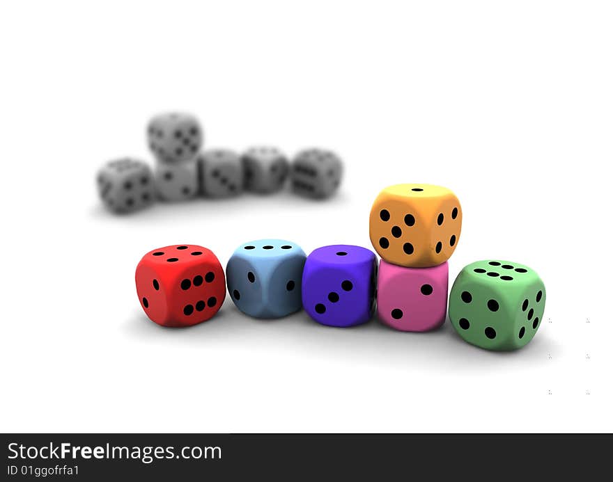 Isolated Dices On White Background