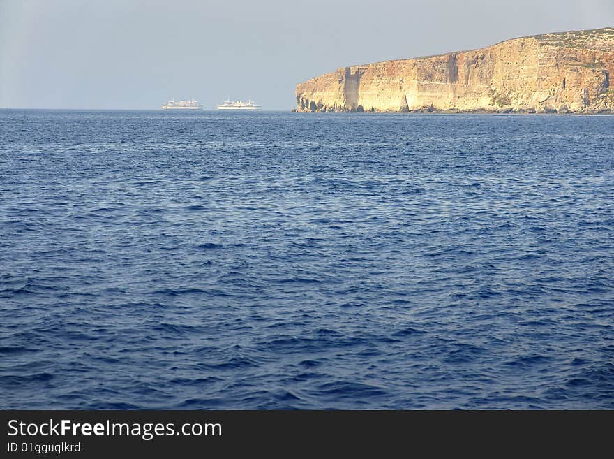 Two ships off the Malta shore