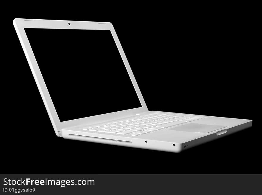 White portable computer Isolated on black