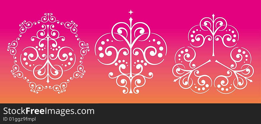 The image is floral ornament in pink and orange background.