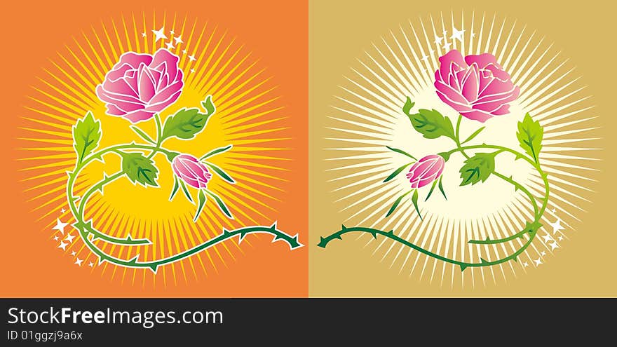 The image is symmetrical pink roses. The image is symmetrical pink roses.