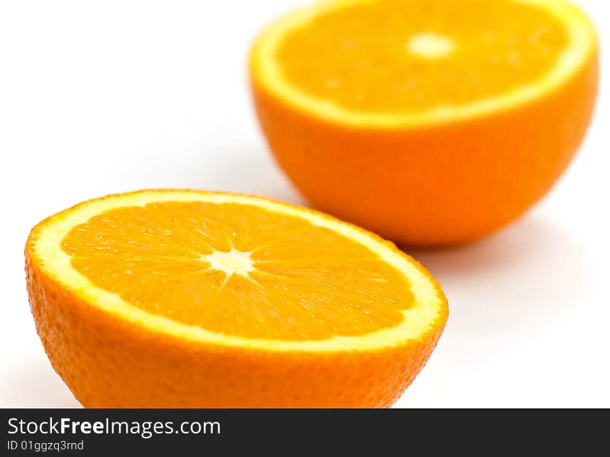 Orange and Lemon - isolated on white Background.