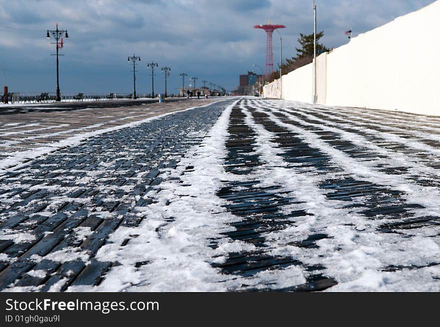 Boardwalk under snow