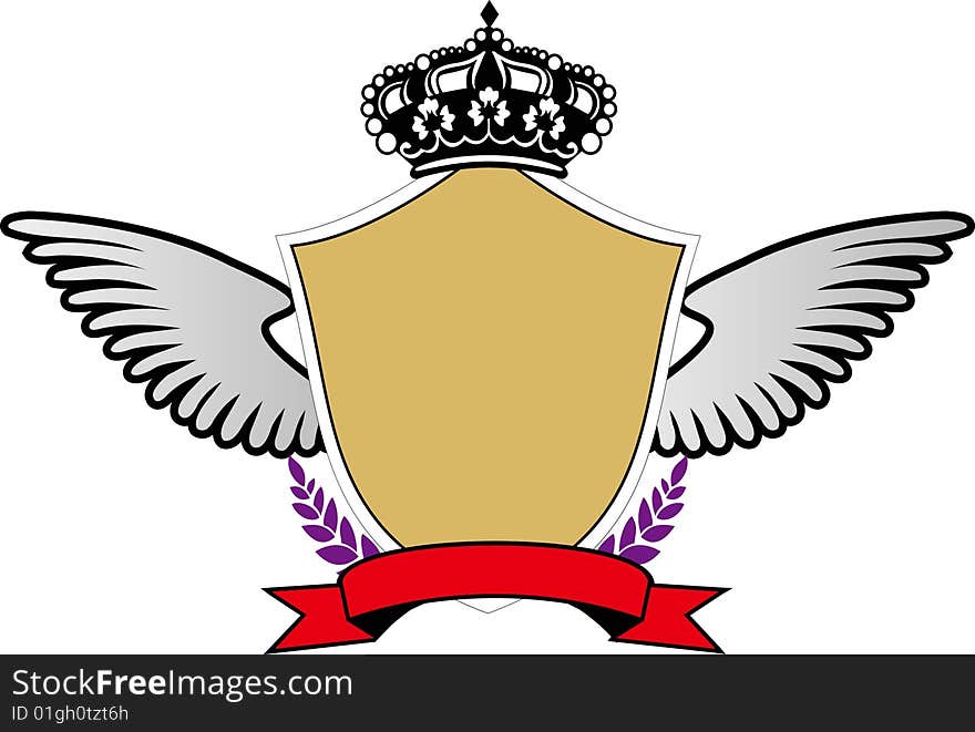 The badge with crown, wings and leaves. The badge with crown, wings and leaves.