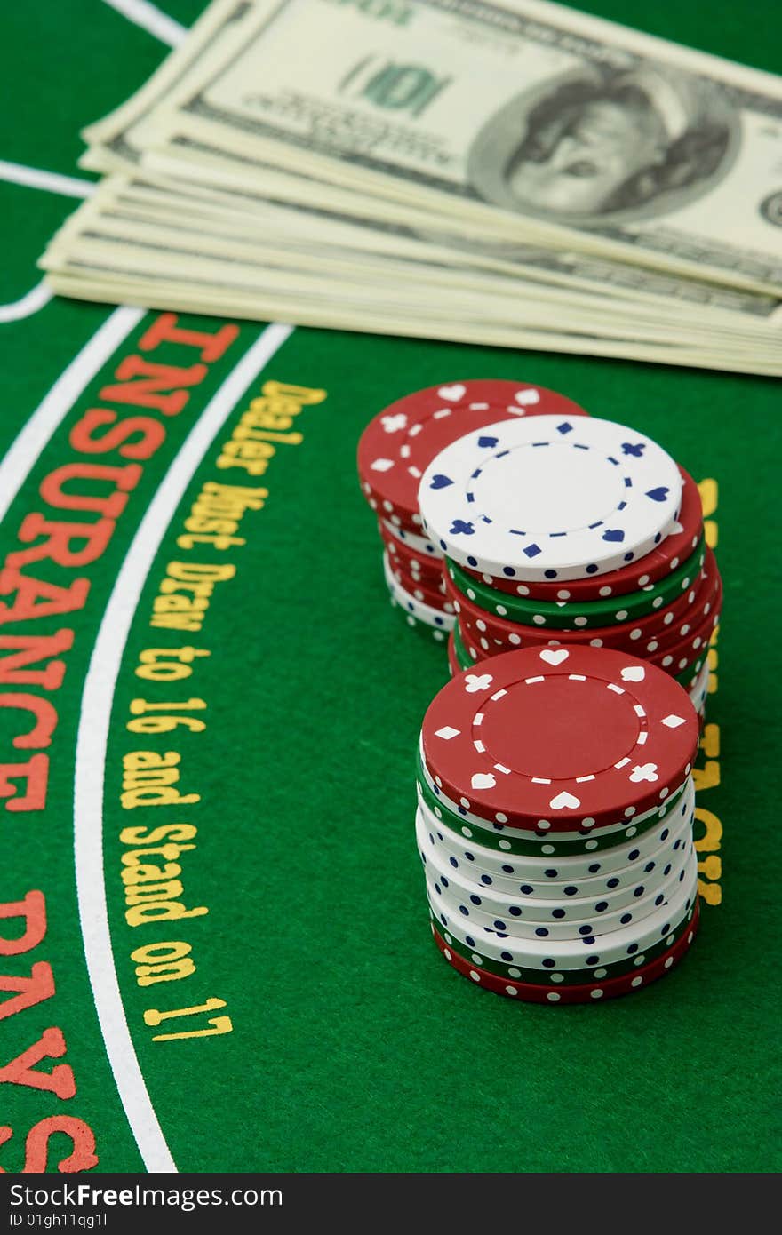 Poker chips & roulette. Series of casino