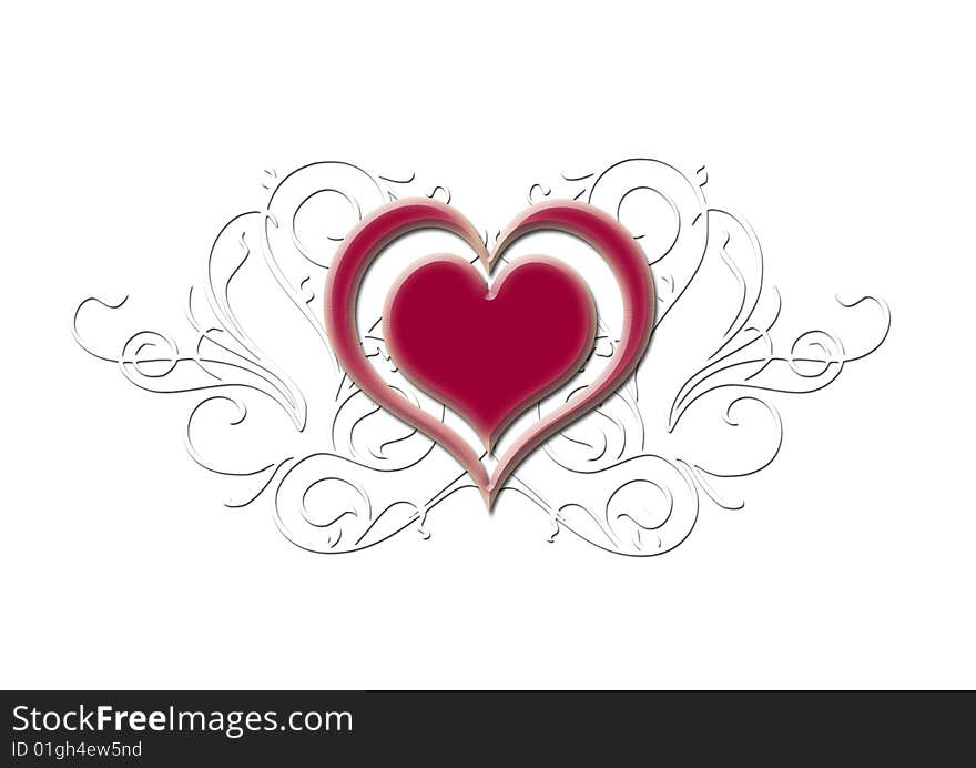 Ornate heart background on white