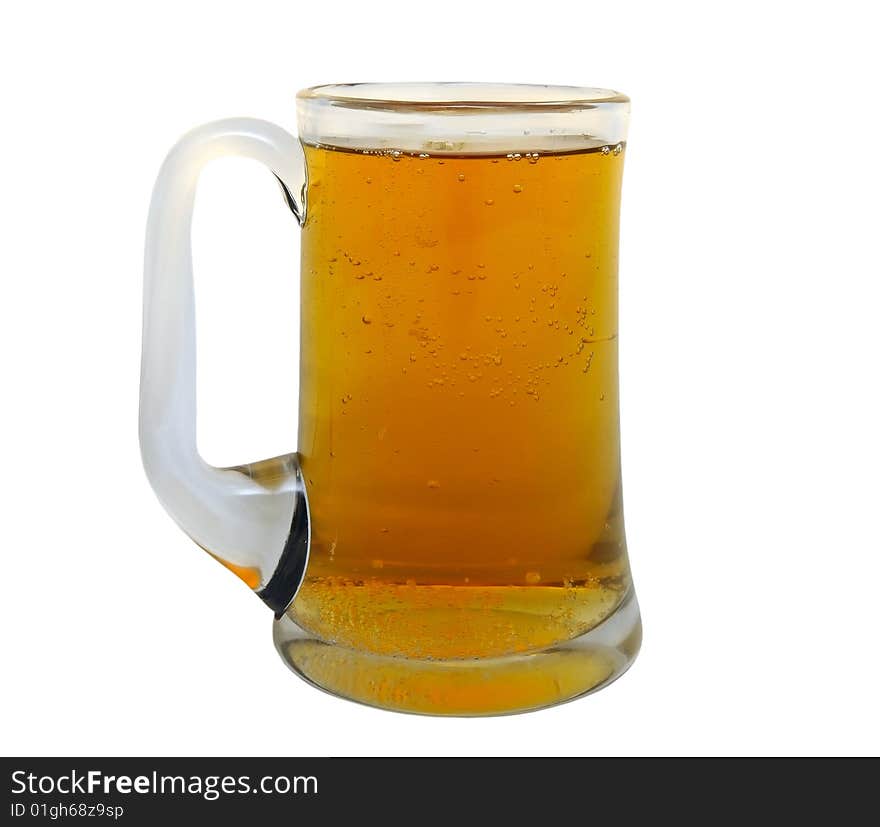 A mug with beer on white