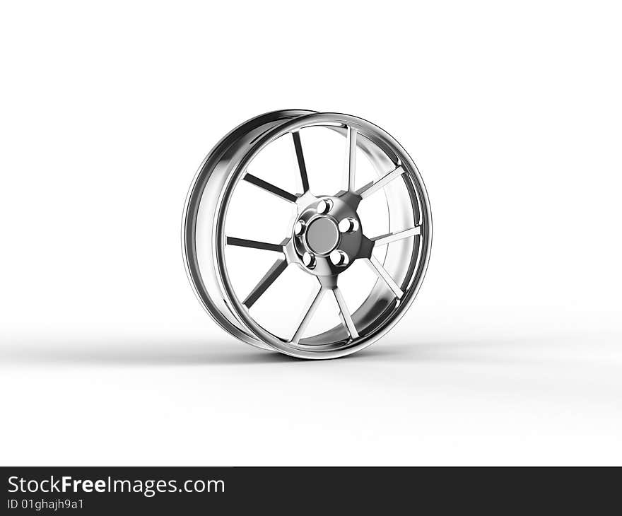 Steel alloy car rim over the white background. Steel alloy car rim over the white background