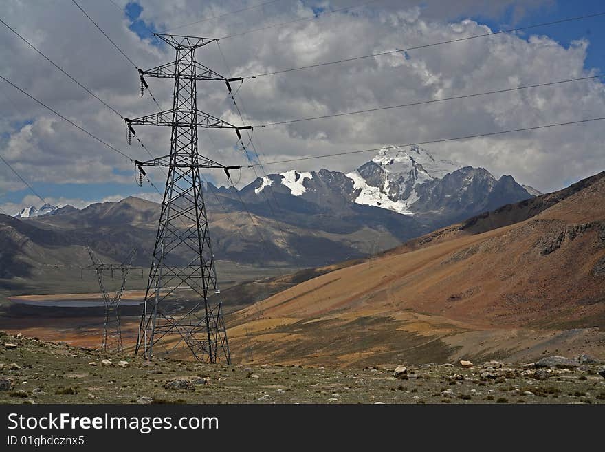 Electricity Pole Near Huana Potosi Peak