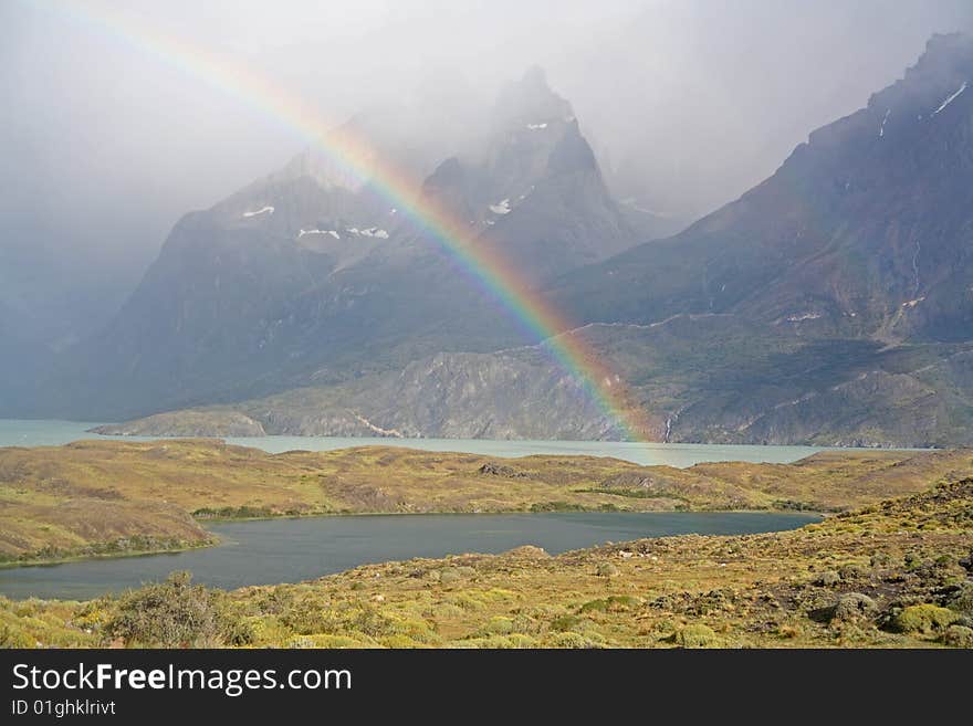 Rainbow in Torres del Paine national park