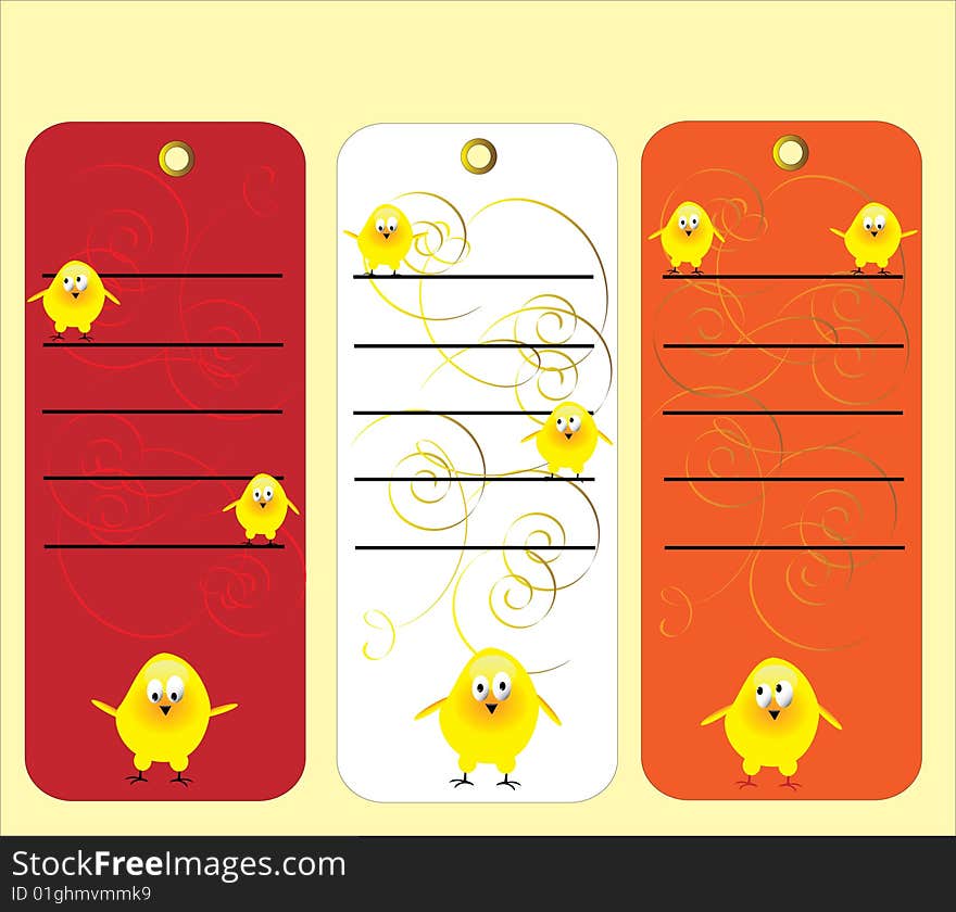 Easter card with yellow chicken. Easter card with yellow chicken