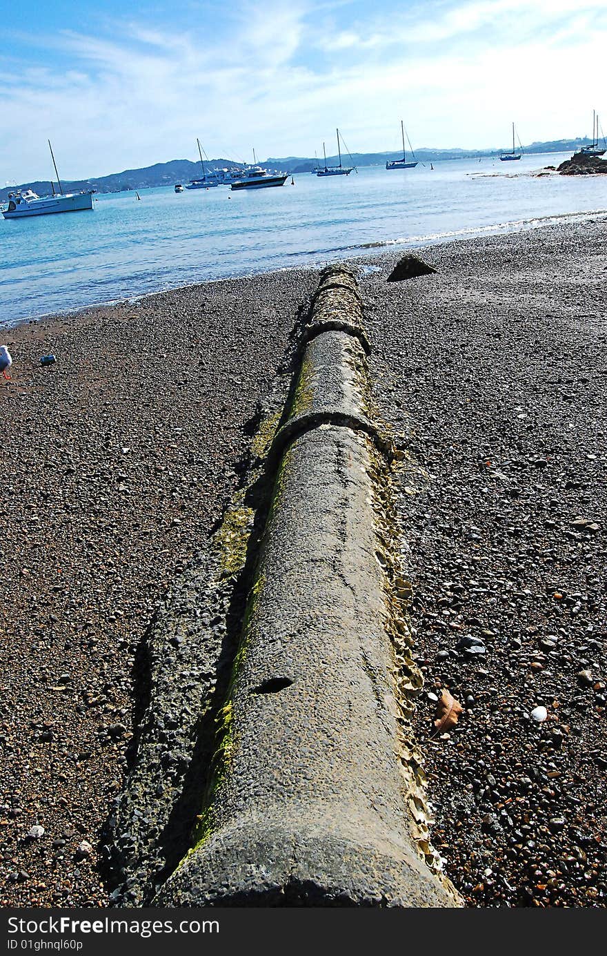 Sewer pipe at beach