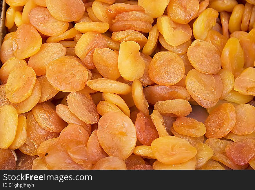 A lot of dried orange apricots. A lot of dried orange apricots