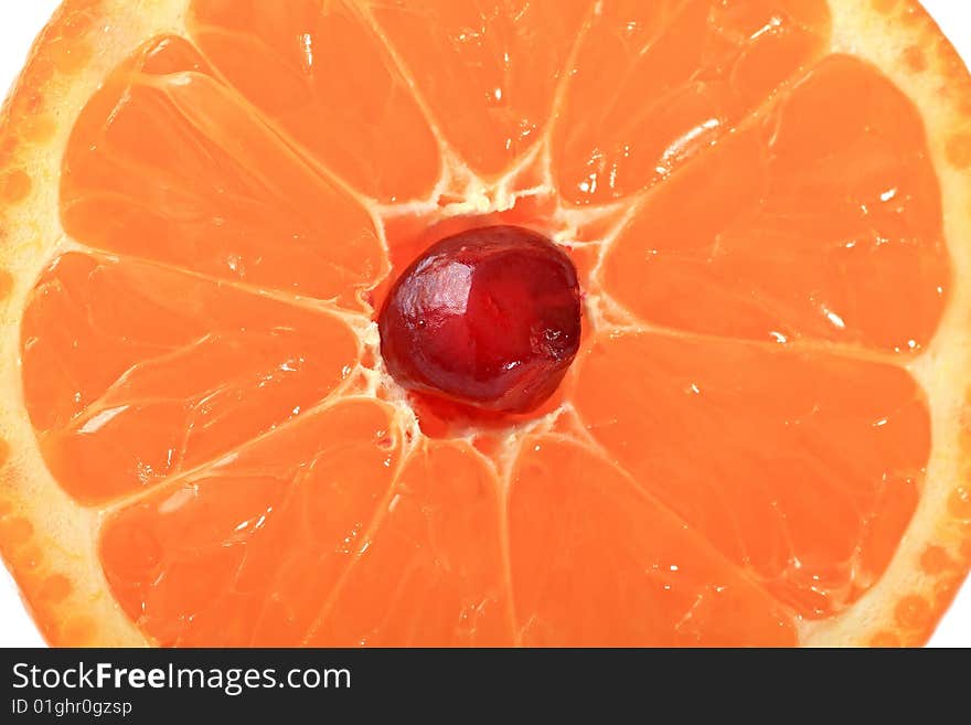 Grain of pomegranate is in a mandarine.