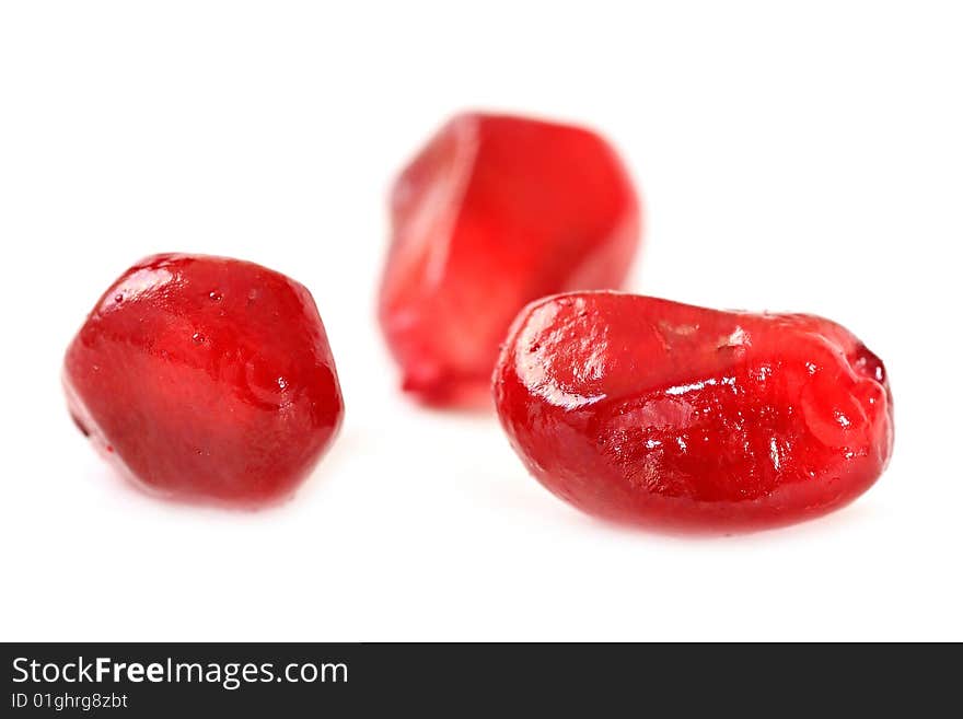 Grains of ripe pomegranate. Macro.