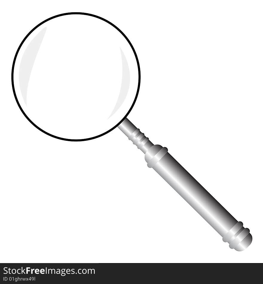 Magnifying glass on white background, vector illustration