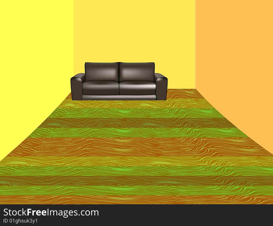 Room with sofa, vector illustration