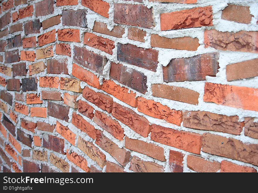 A red brick awry wall homemade