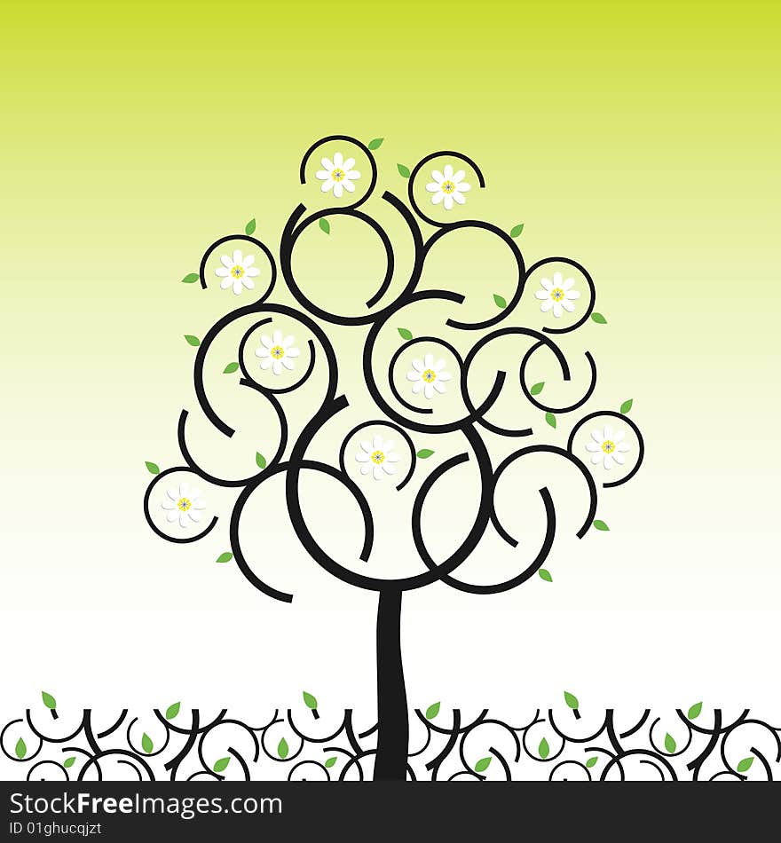 Vector illustration of tree in spring. Vector illustration of tree in spring