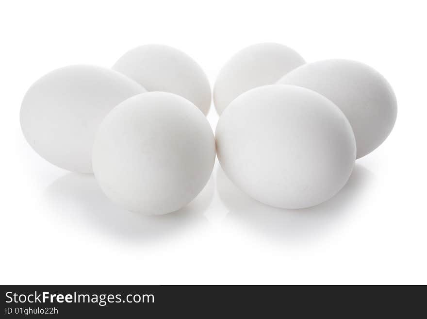 White eggs isolated on white background