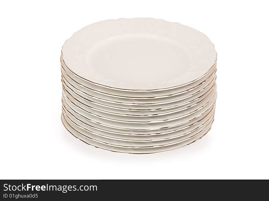 Stack of plain dinner plates