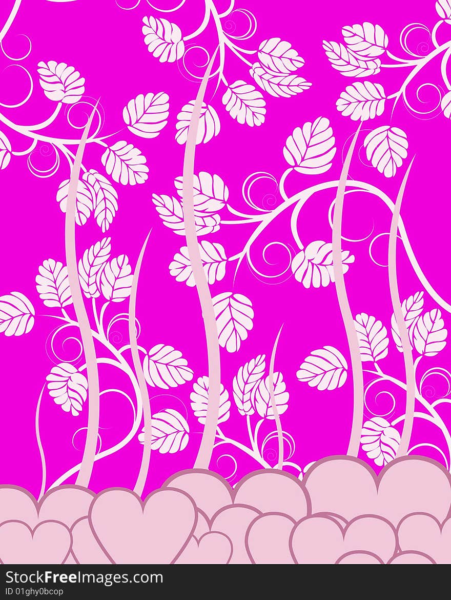 Valentines day background with hearts, vector illustration