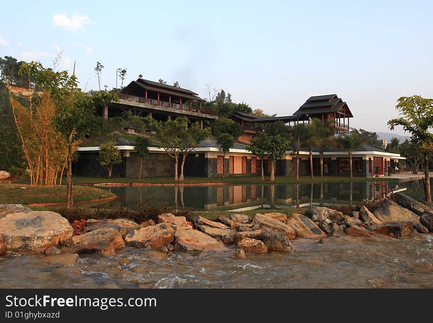 Wooden Houses In The Lake Front