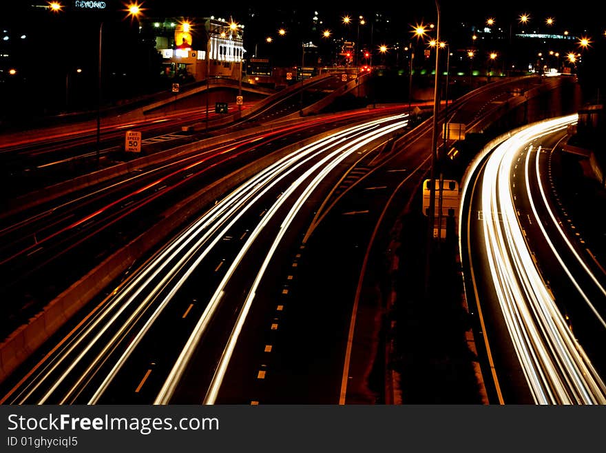 Long exposure of busy traffic motorway. Long exposure of busy traffic motorway