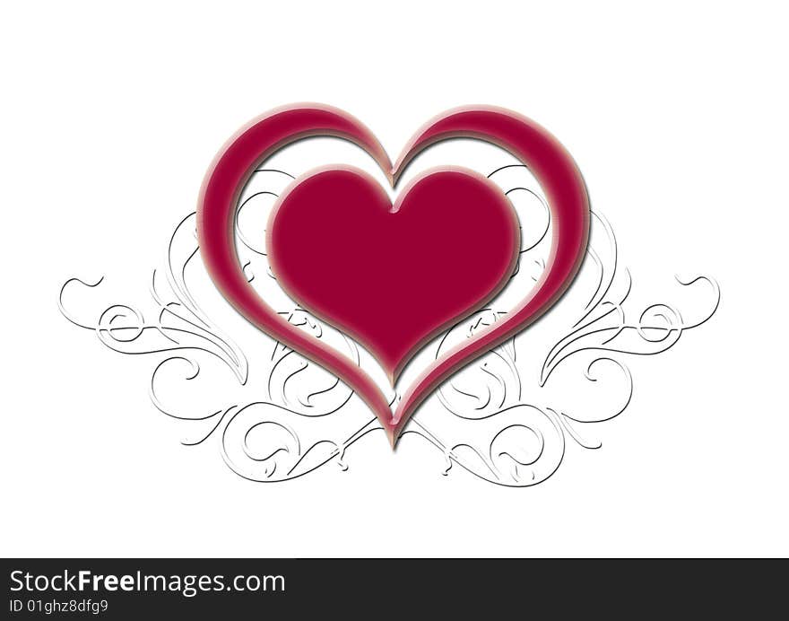 Big Ornate heart background on white. Big Ornate heart background on white