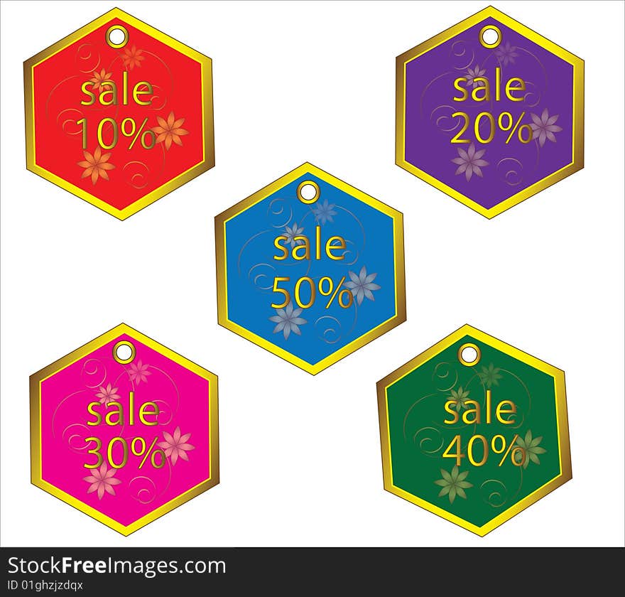 Colorful sale tag with flowers