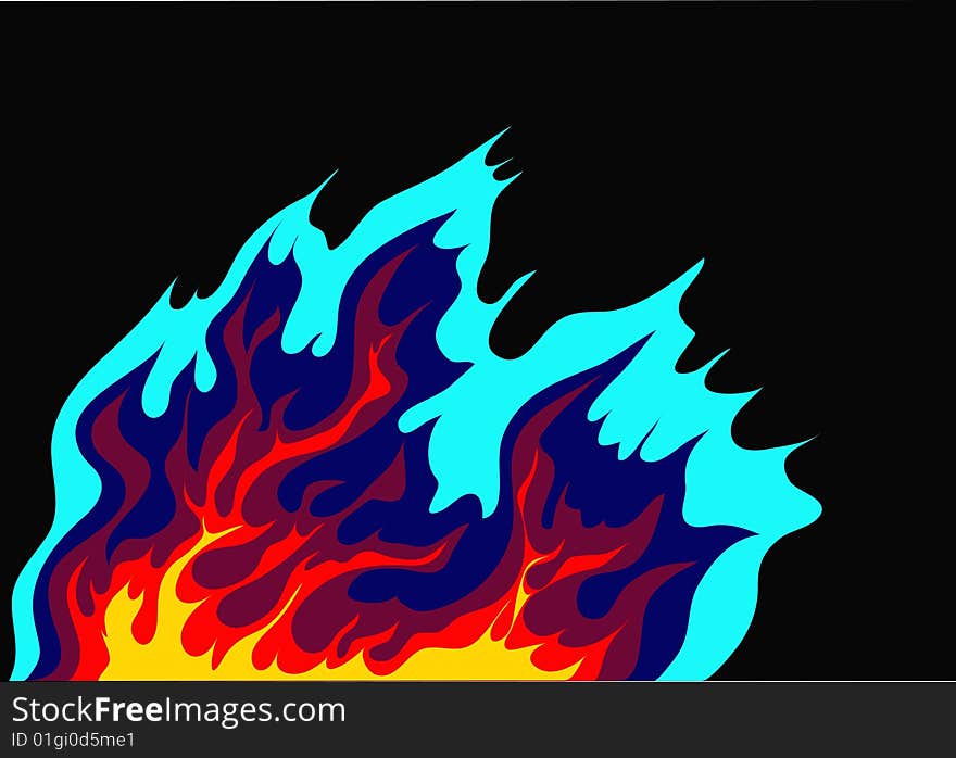 Vector illustration of abstract burning fire on black background. Vector illustration of abstract burning fire on black background