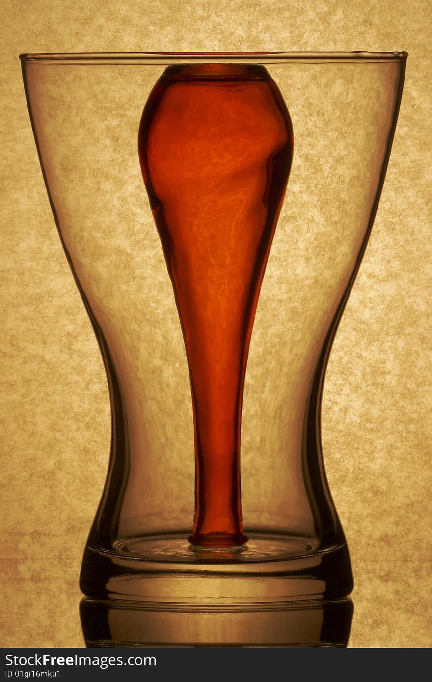 Abstract composition of glass on brown background. Abstract composition of glass on brown background