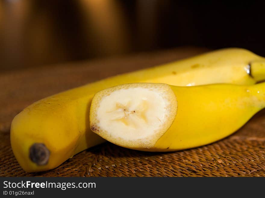 Chopped banana with dark background