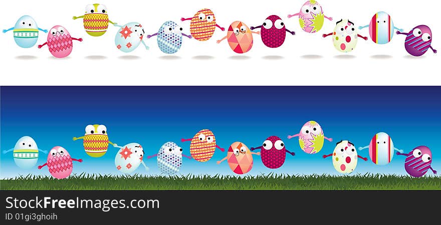 Easter egg cartoon characters