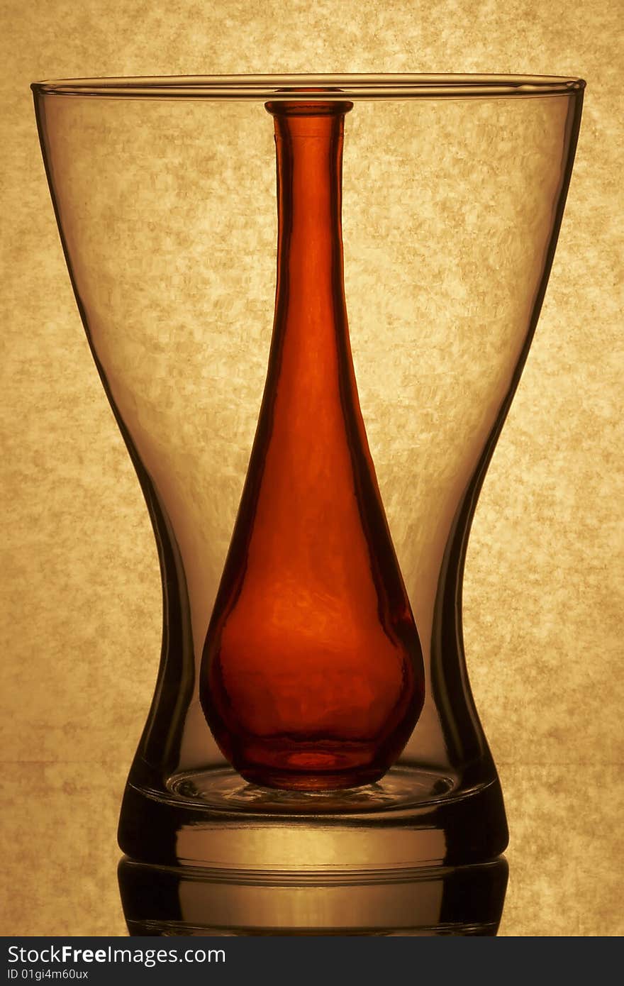 Abstract composition of glass on brown background. Abstract composition of glass on brown background