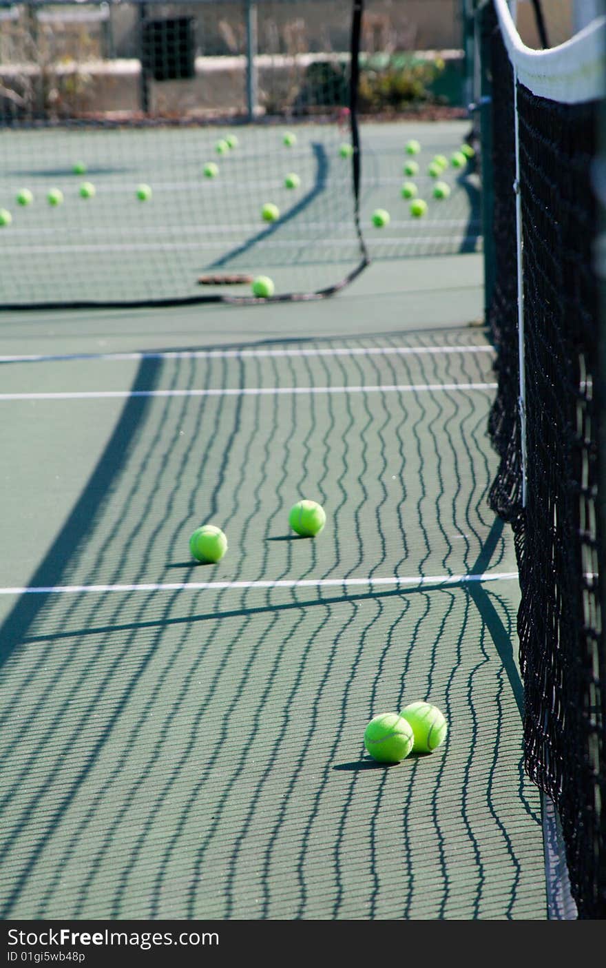 Tennis Balls And Net